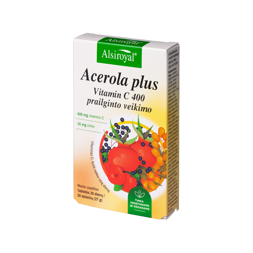 Alsiroyal Acerola plus Vitamin C 400 prailginto veikimo