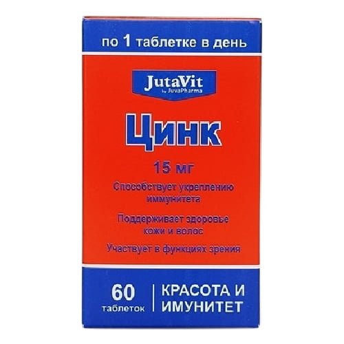 Maisto papildas cinkas JUTAVIT, 60 tab. x 15mg