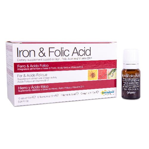 Maisto papildas IRON & FOLIC ACID + B12, 10 x 10ml