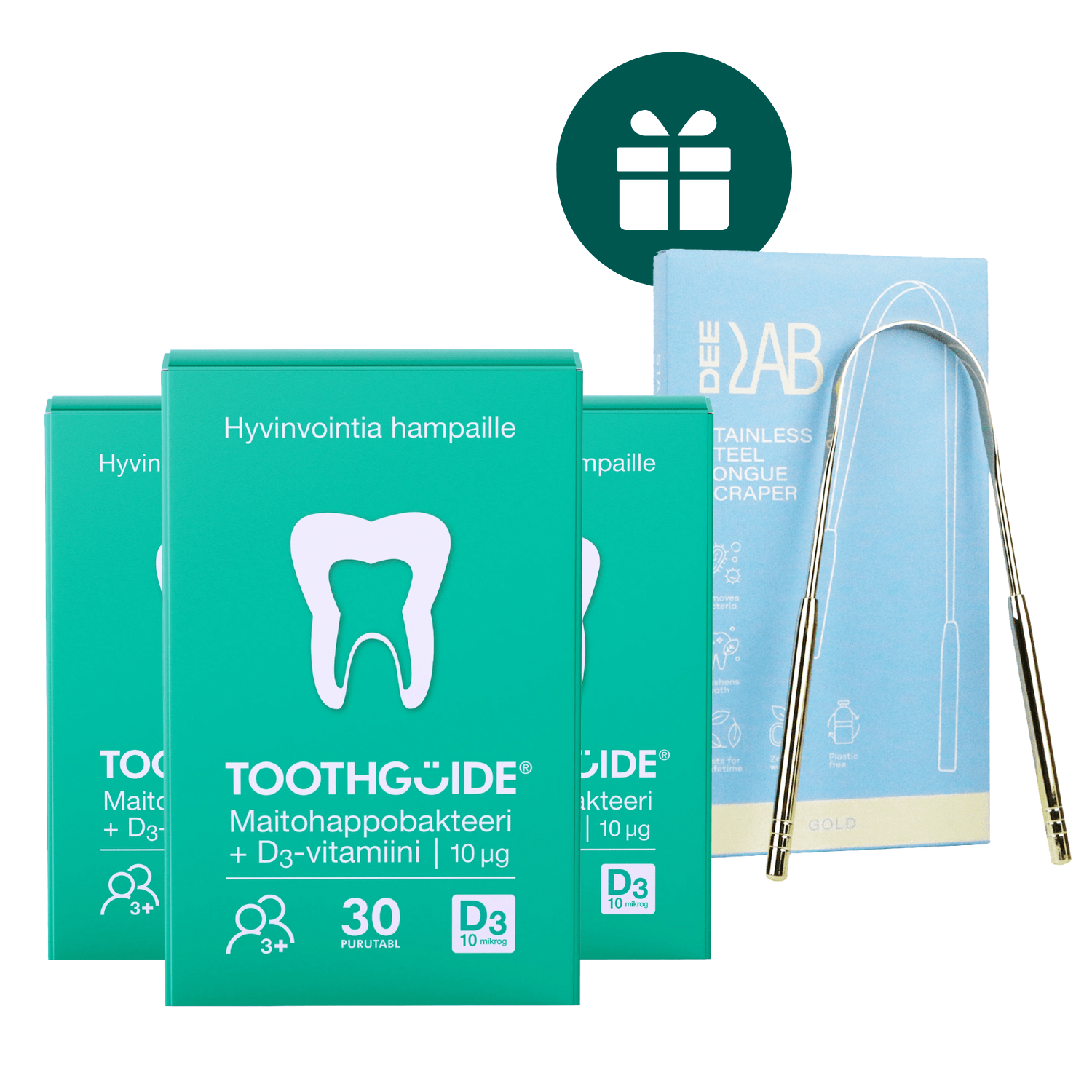 AKCIJA 3+1: "ToothGuide" gerųjų burnos bakterijų 3 mėn. kursas (su 10% nuolaida) + DOVANA "DeeLab" nerūdijančio plieno liežuvio valiklis (1 vnt.)