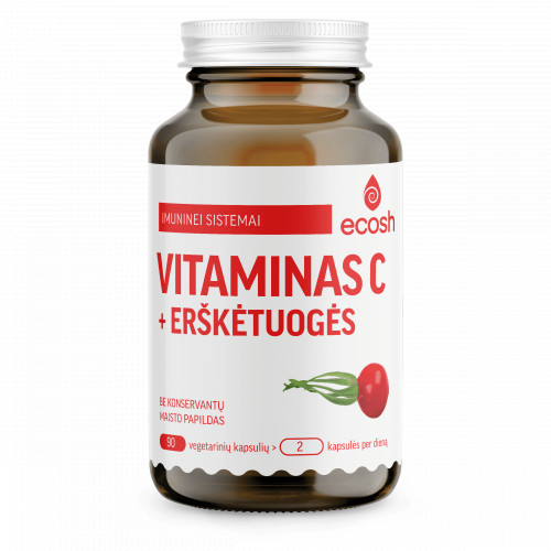 Ecosh Vitamin C Vitaminas C su erškėtuogėmis, 90 kapsulių