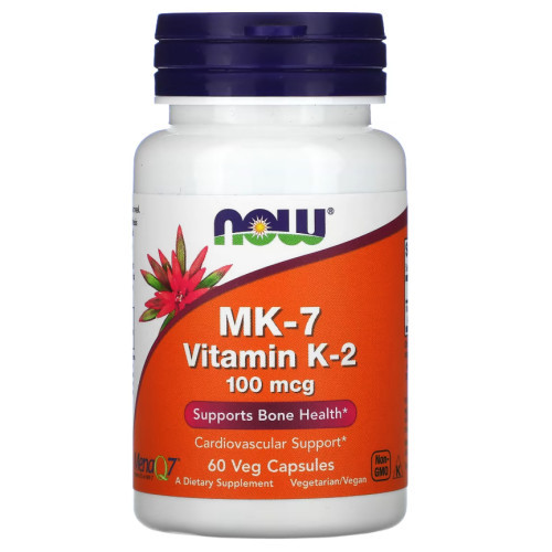 NOW Foods Vitamin K-2 (MK7) 100mcg Maisto papildas, 60 kapsulių