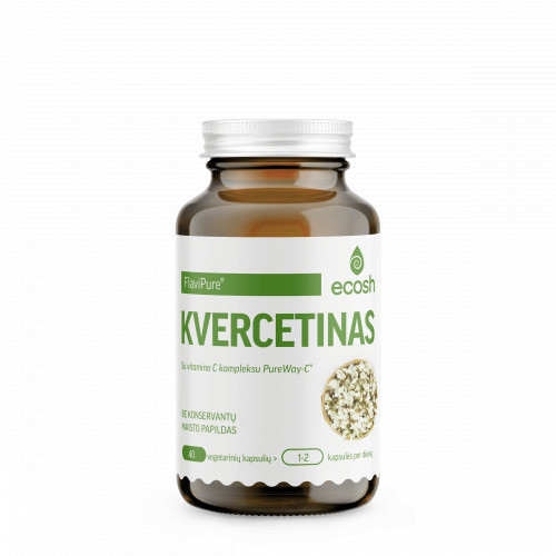 Ecosh Quercetin FlaviPure with Vitamin C Complex Kvercetinas su vitamino C kompleksu, 40 kapsulių