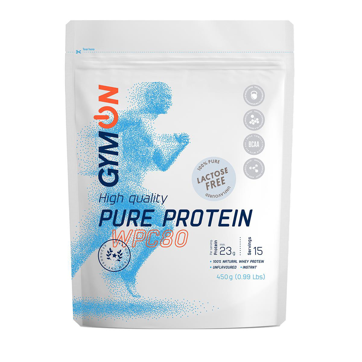 GYMON, natūralaus skonio baltymų kokteilis, be laktozės, 450 g