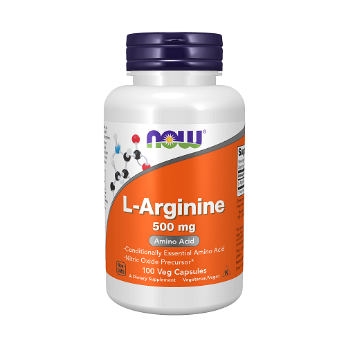 NOW L-Arginine 500mg 100 Veg. Kapsulių
