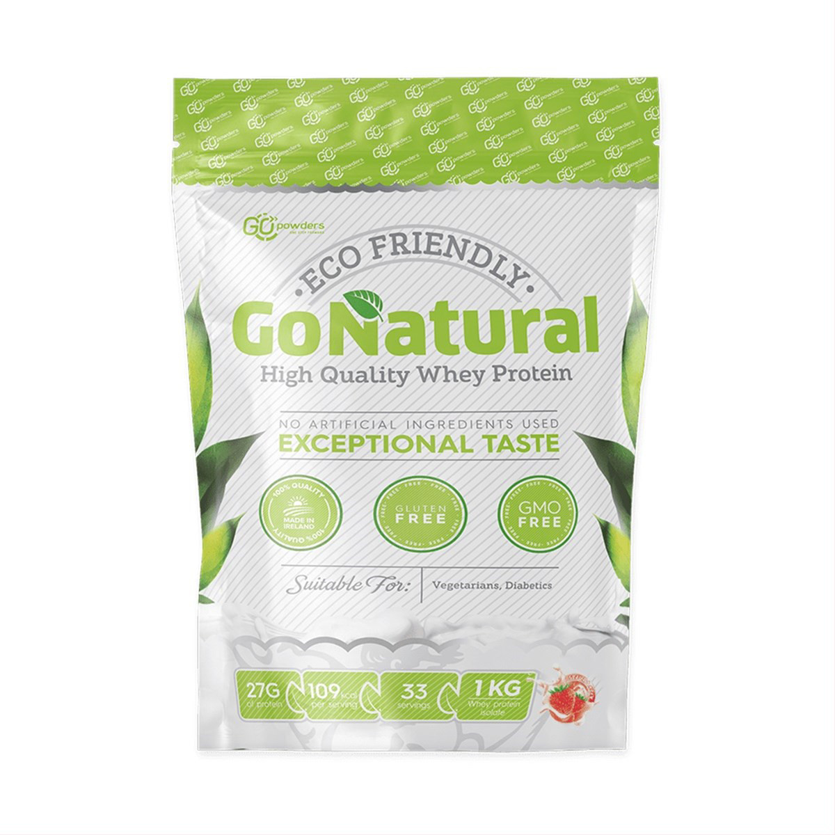 GO POWDERS GO NATURAL, proteinas, braškių skonio, 1kg