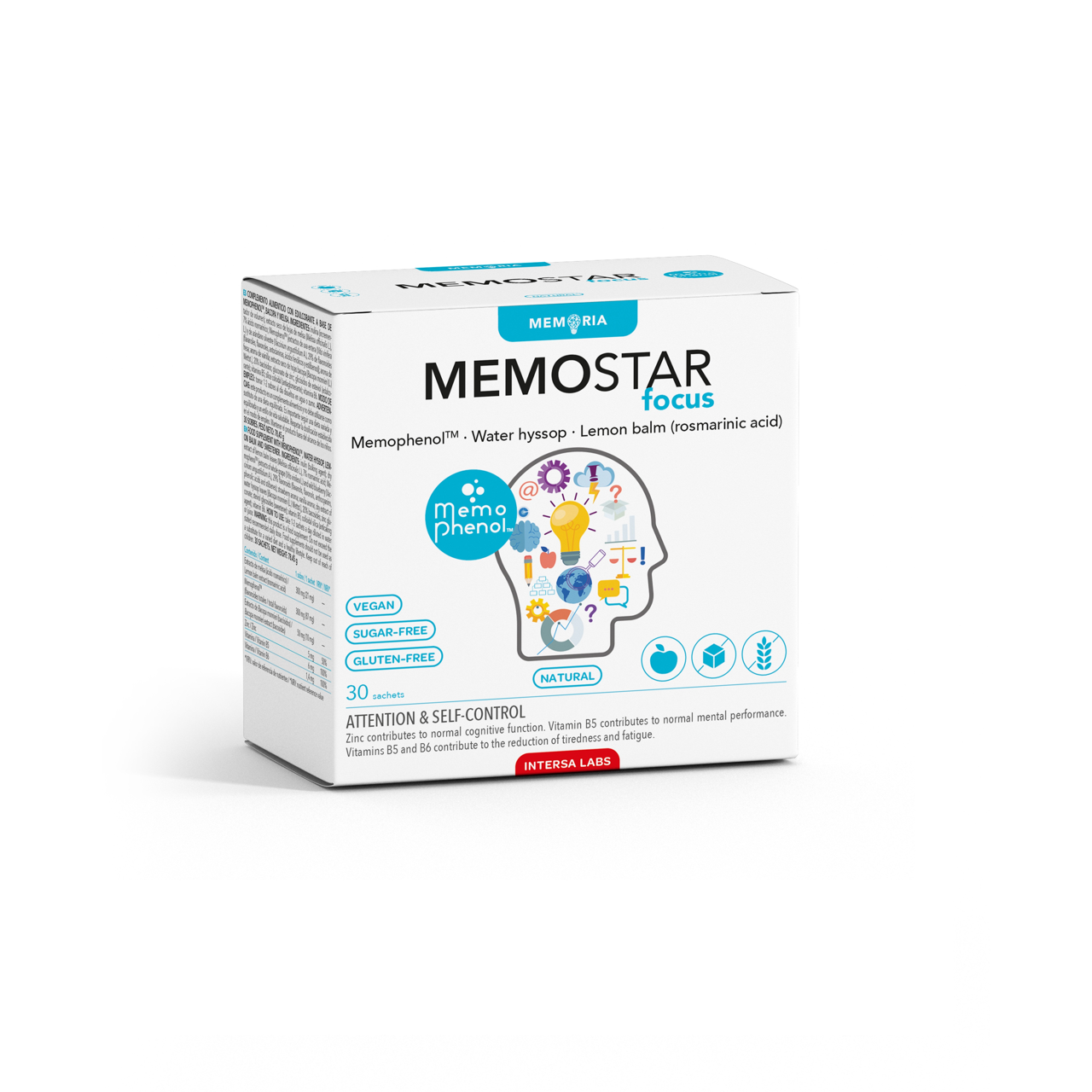 MEMOSTAR FOCUS nerimo mažinimui ir susikaupimui, 30 paketėlių