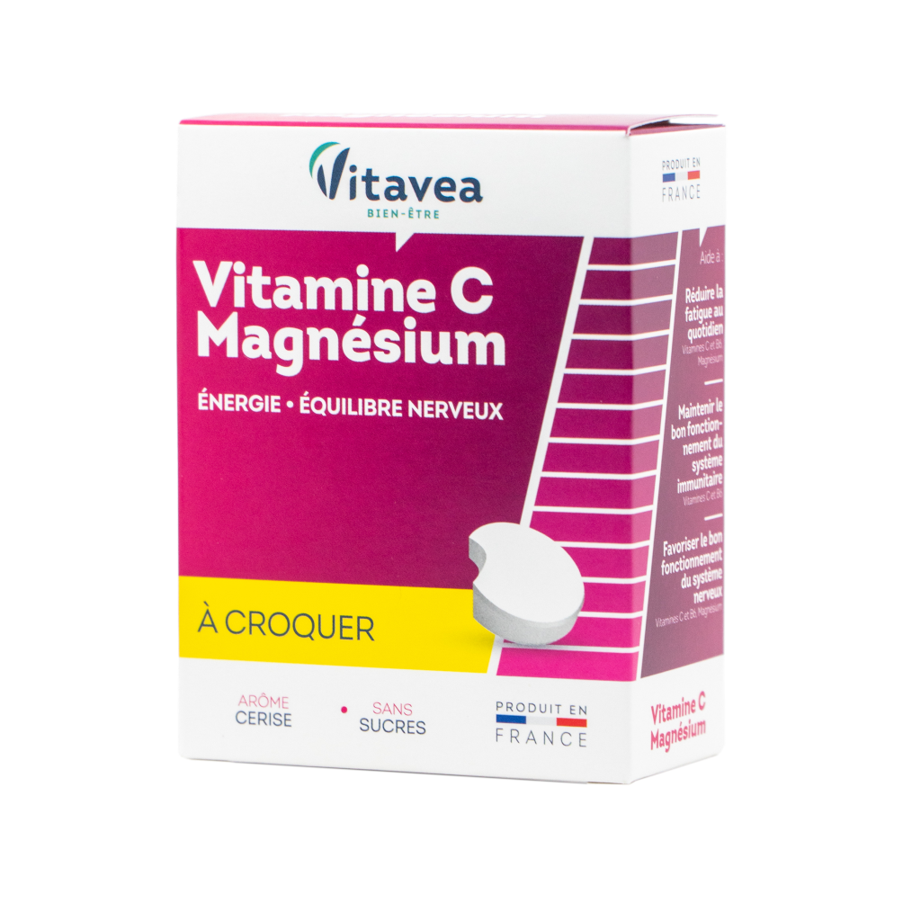 VITAVEA Vitaminai C, B6 + magnis, 28 kramtomos tabletės