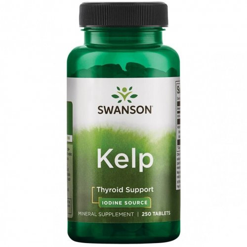 SWANSON Kelp Tyroid Support Iodine Source Natūralus jodas, 250 tablečių