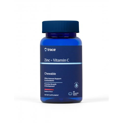 Trace Minerals Zinc + Vitamin C Chewable 40 mg | 250 mg Cinkas + Vitaminas C imunitetui, 60 kapsulių