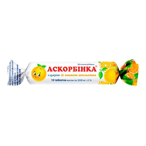 Maisto papildas ASKORBINKA apelsinų sk., 3000 mg, 10 tab.