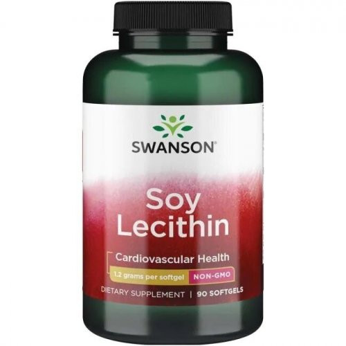 SWANSON Soy Lecithin Cardiovascular Heath 1200mg Lecitinas (be GMO), 90 kapsulių
