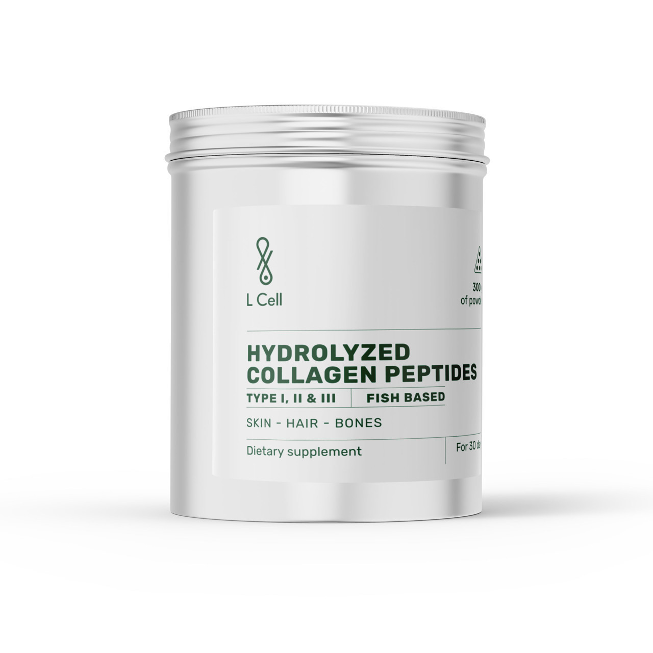 L Cell Hidrolizuoti kolageno peptidai (jūriniai), maisto papildas, milteliai, 300g