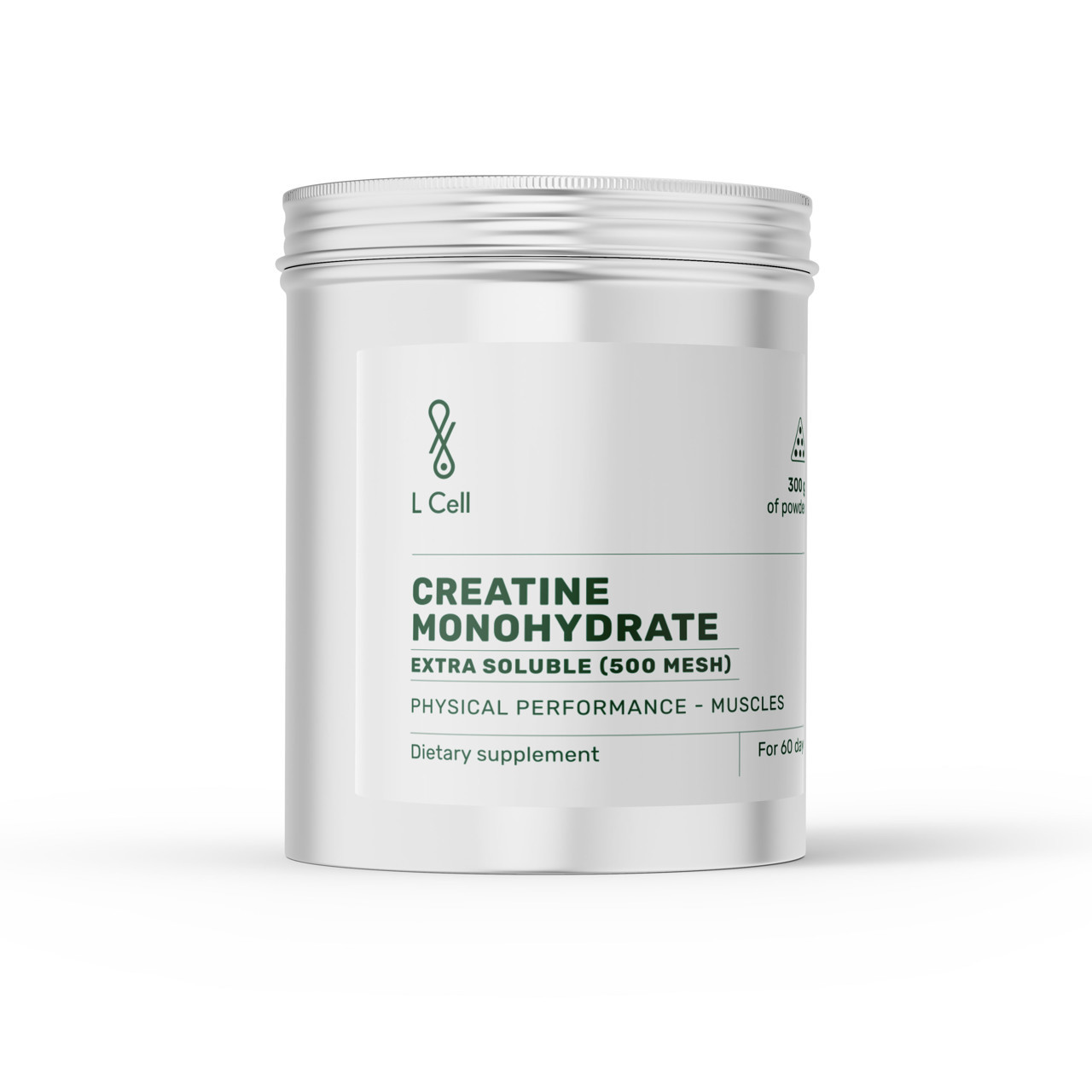 L Cell Kreatino monohidratas (mikrozinuotas), maisto papildas, milteliai, 300g, ultra tirpus