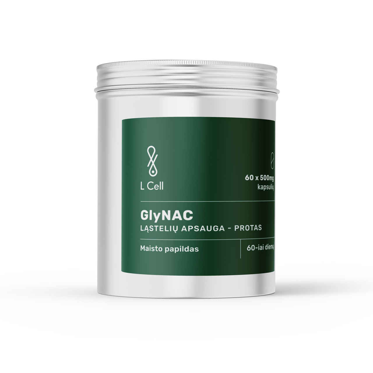 L Cell GlyNAC, maisto papildas, 500mg, kapsulės, 60vnt.