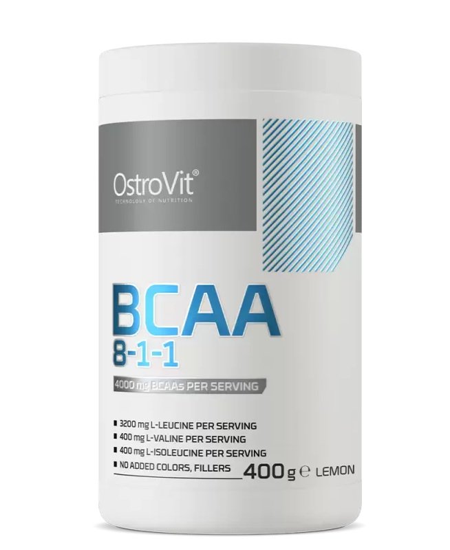 “BCAA 8:1:1” Amino Rūgštys be Priedų 'Ostrovit' (400g/80porc)