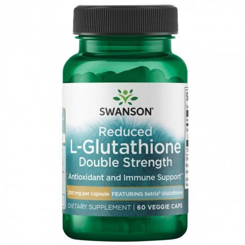 SWANSON Reduced L-Glutathione Double Strength Antioxidant and Immune Support 200mg L-Glutationas redukuotas, 60 kapsulių