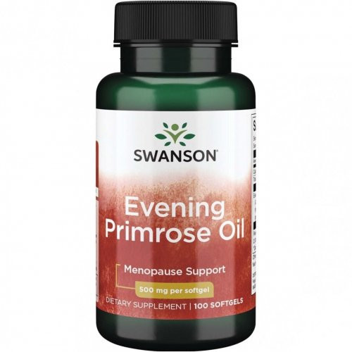 SWANSON Evening Primrose Oil 500mg Menopause Support Nakvišų aliejus, 100 kapsulių