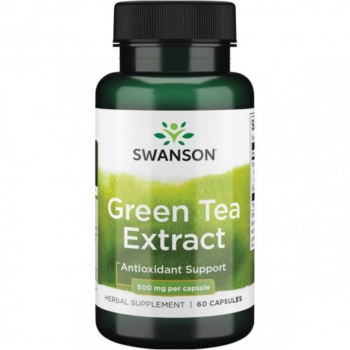 SWANSON Green Tea Extract 500mg Antioxidant Support Žaliosios arbatos ekstraktas, 60 kapsulių