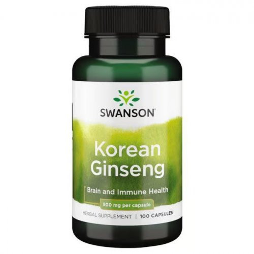 SWANSON Korean Ginseng 500mg Brain and Immune Health Maisto papildas ženšenis, 100 kapsulių