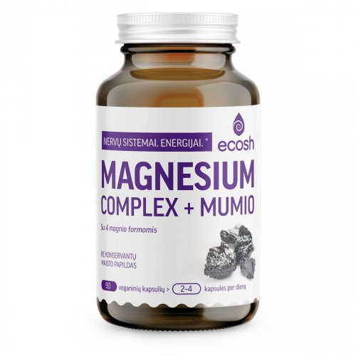 Ecosh Magnesium complex + Mumio Magnio kompleksas su mumijumi, 90 kapsulių