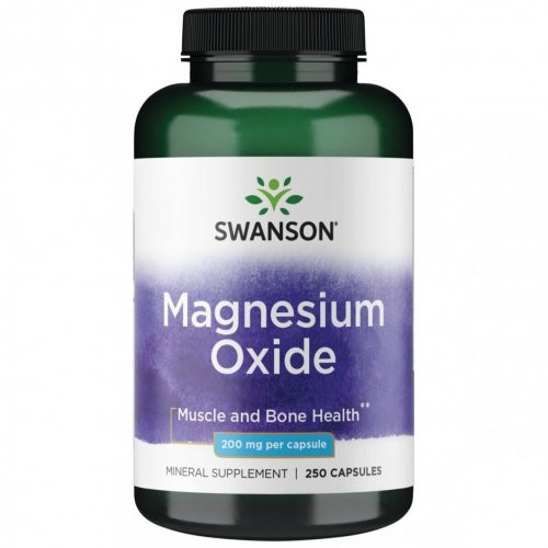 SWANSON Magnesium Oxide 200mg Muscle and Bone Health Magnis, 250 kapsulių
