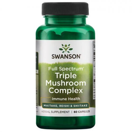 SWANSON Triple Mushroom Complex Immune Health Maisto papildas Maitake, Reishi ir Shiitake, 60 kapsulių