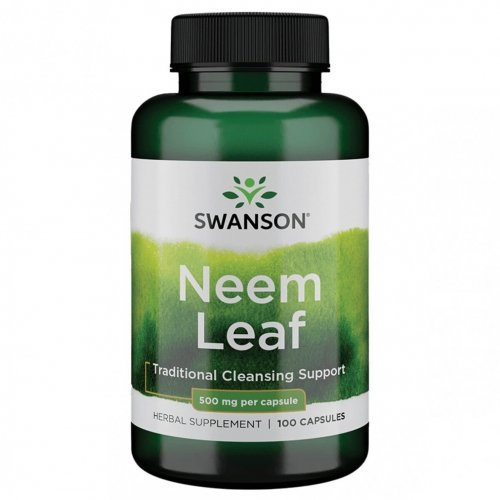 SWANSON Neem Leaf 500mg Traditional Cleansing Support Indiškojo ninbamedžio lapų maisto papildas, 100 kapsulių