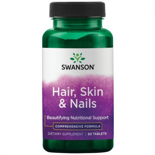 SWANSON Hair, Skin & Nails Beautifying Nutritional Support Kompleksas plaukams, odai ir nagams, 60 kapsulių