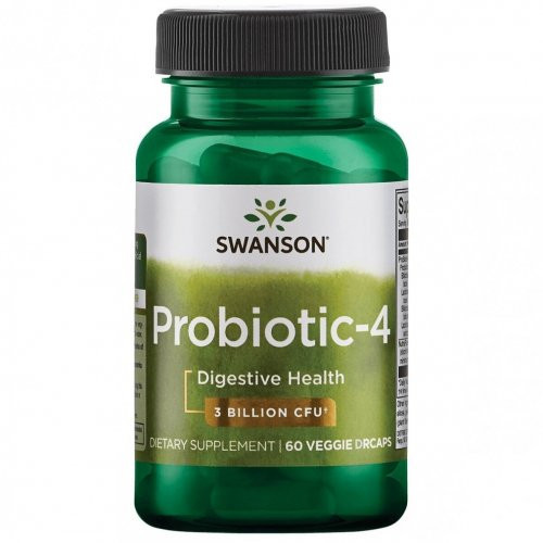 SWANSON ProBiotic-4 Digestive Health Pieno rūgšties bakterijos, probiotikai, 60 kapsulių