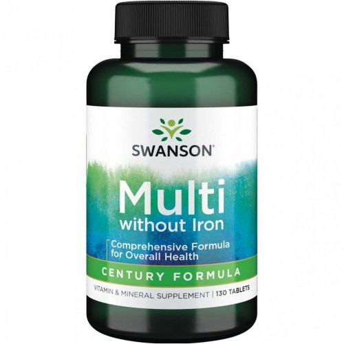 SWANSON Multivitamin without Iron Multivitaminų ir mineralų kompleksas, be geležies, 130 kapsulių