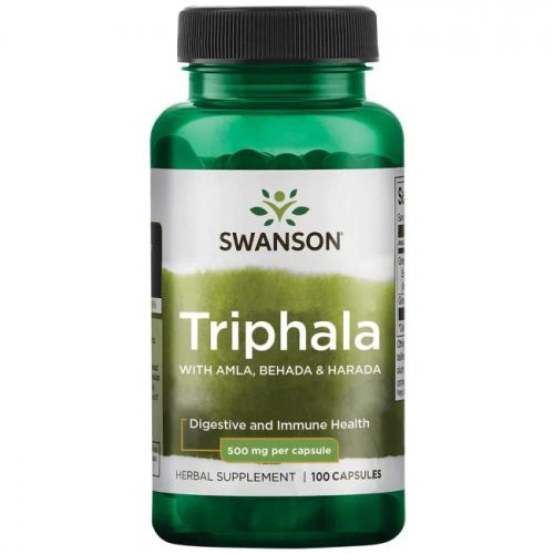 SWANSON Triphala 500mg Digestive and Immune Health Maisto papildas Triphala, 100 kapsulių