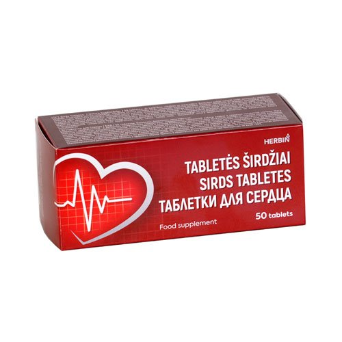 Maisto papildas tabletės širdžiai HERBIN, 50 tab.
