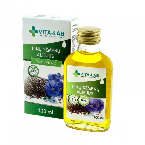 Maisto papildas VITA-LAB šalto spaudimo linų sėmenų aliejus, 100 ml