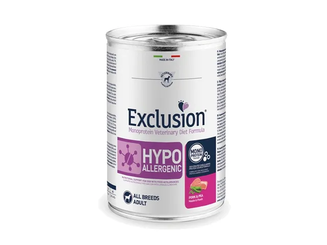 Exclusion Hypoallergenic konservai šunims su kiauliena ir žirniais 6x200 g