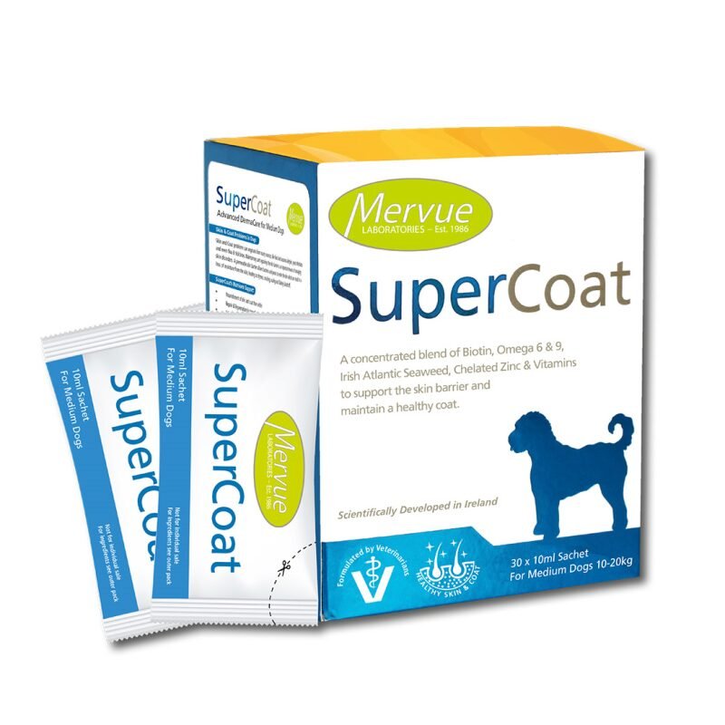 Mervue SuperCoat papildai vidutinio dydžio veislių šunims 30x10 ml