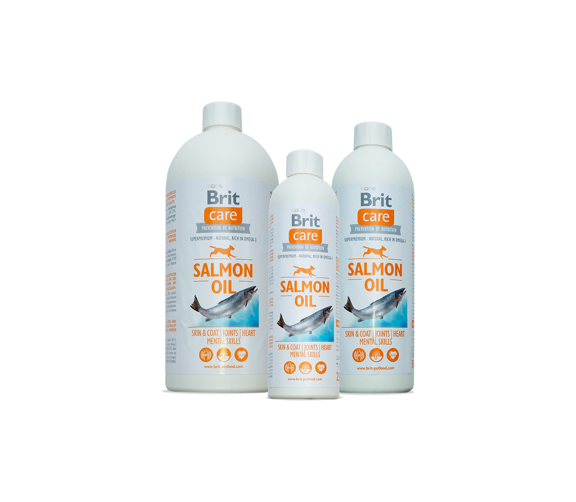 Brit Care lašišų aliejaus papildas šunims 250ml 500ml 1L - Produkto Tūris 500ml