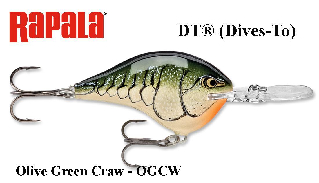 Rapala DT(Dives-To) vobleris DT16OGCW Olive Green Crawdad 7 cm