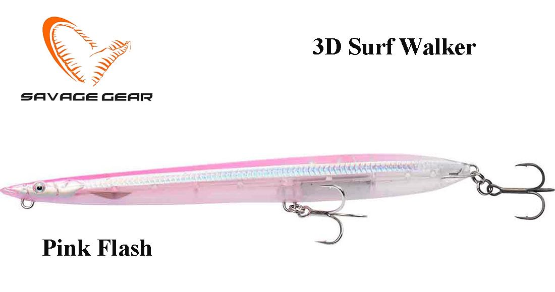 Vobleriai Sandeel 3D Surf Walker Skęstantis Pink Flash 18 cm