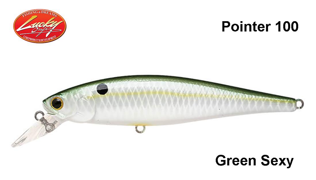 Vobleris Lucky Craft Pointer SP Suspending Jerkbait Green Sexy 10 cm