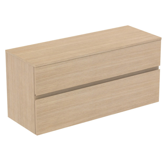 Ideal Standard Finesse pakabinama spintelė praustuvui su stalviršiu ir dviem stalčiais, 120 x 44 cm, pasirinkite spalvą : Spalva - Ideal Standard White Oak, Spintelės plotis - 1200 mm