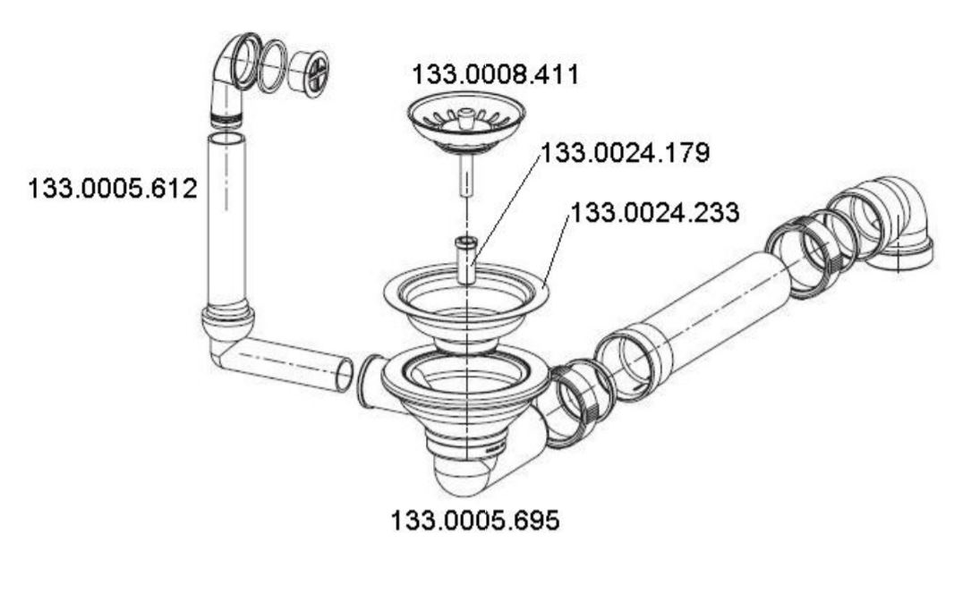 Ventilis plautuvei FRANKE, rankinis Ronda ir Sirius plautuvėms su apvaliu persipylimu