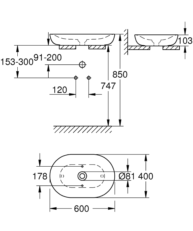 Praustuvas - dubuo Grohe Essence 60 cm