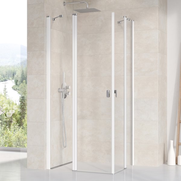Dušo durys CRV2 | CRV2-110 balta+stiklas Transparent