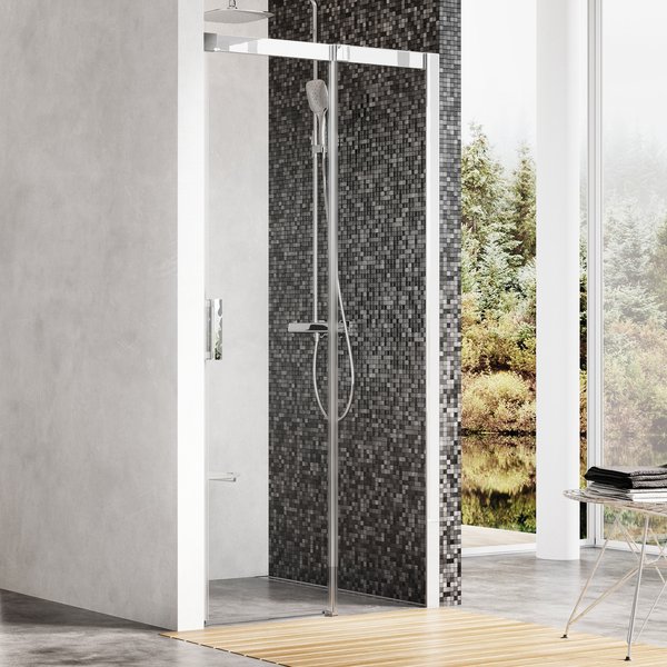 Dviejų dalių stumdomos dušo durys | MSD2-120 R blizgi+Transparent