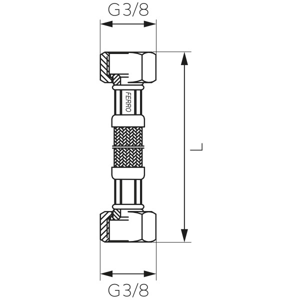 Žarna plieninė sujung.3/8" FF 50cm