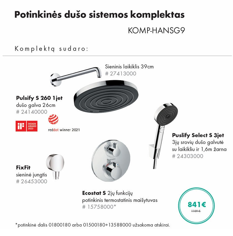 Potinkinis Hansgrohe dušo sistemos komplektas 5 in 1