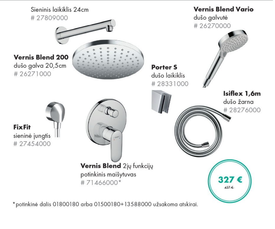 Potinkinis Hansgrohe dušo sistemos komplektas 7 in 1 chromas
