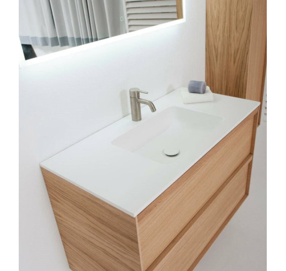 Balteco Xonyx akmens masės stalviršis (60 - 120 cm) su integruotu praustuvu, baltos matinės spalvos : Praustuvo dydis - 800 mm, Spalva - Balta matinė