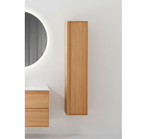 Balteco Carre aukšta šoninė vonios spintelė iš natūralaus ąžuolo lukšto, 35x32x160cm : Spalva - Ąžuolo lukšto, Spintelės plotis - 352 mm